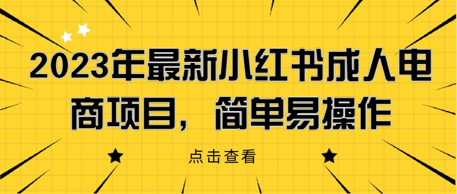 2023年最新小红书成人电商项目，简单易操作【详细教程】网赚项目-副业赚钱-互联网创业-资源整合智云网赚